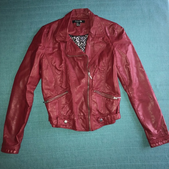 Forever 21 Jackets & Blazers - Forever 21 Red Faux Leather Jacket